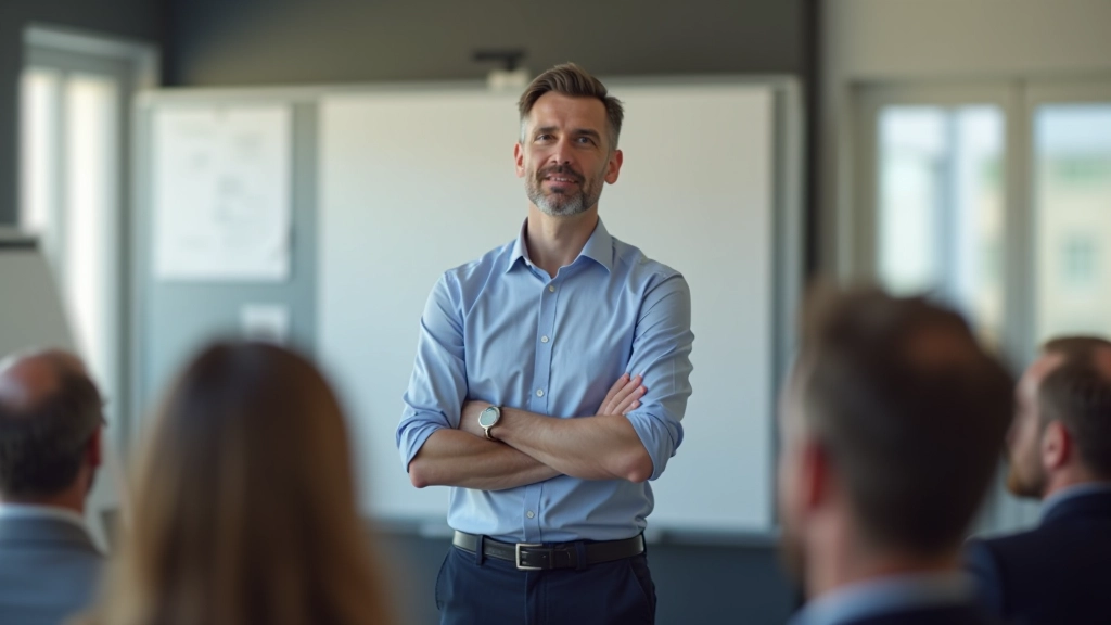 Facilitador apresentando técnicas de inovação num workshop com participantes atentos